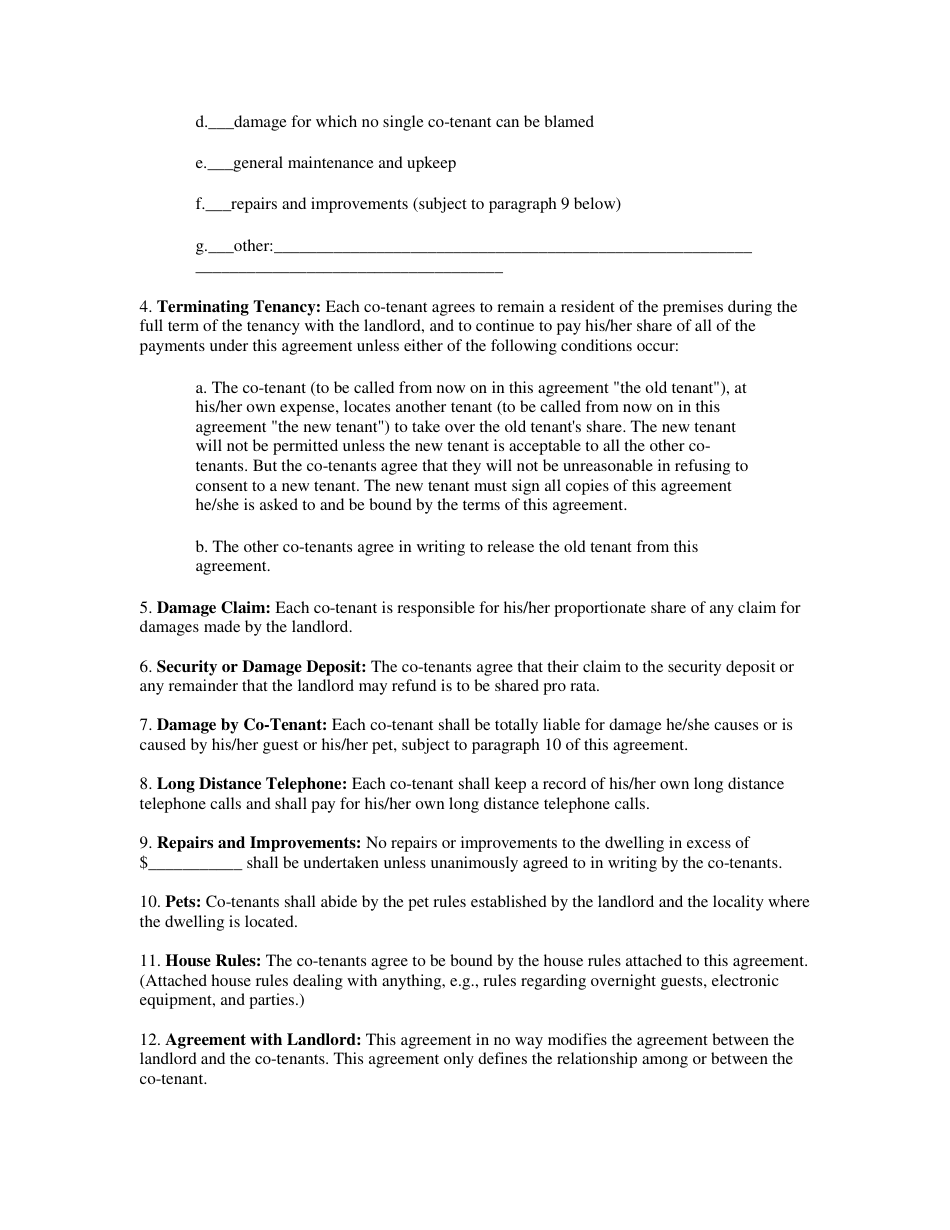 Co Tenancy Agreement Template Green Fill Out Sign Online And