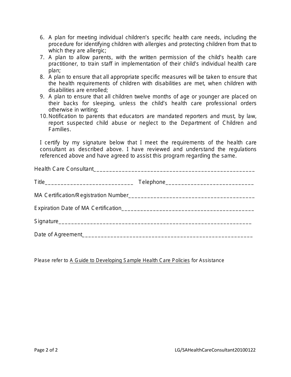 Health Care Consultant Agreement Template - Massachusetts, Page 2