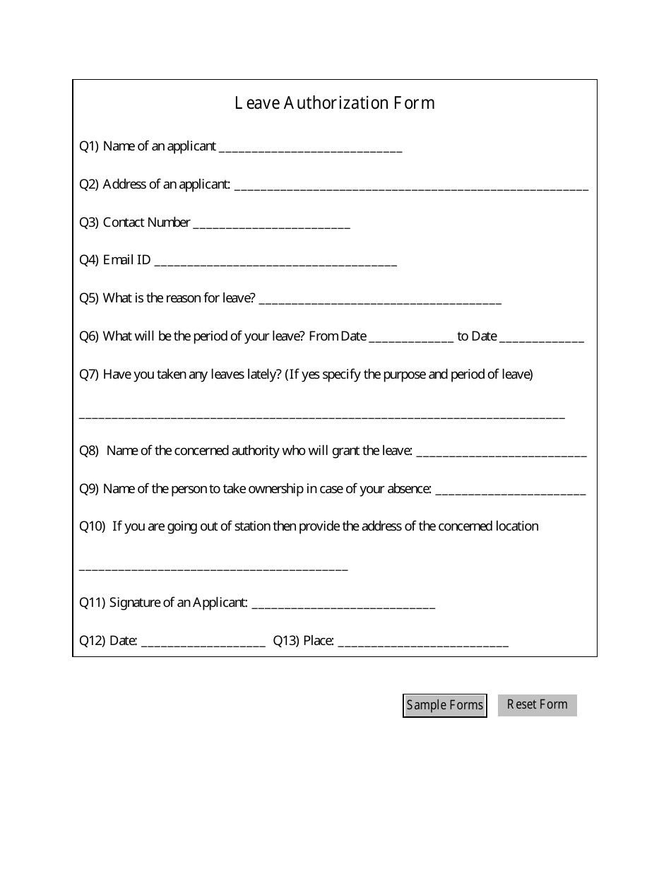 Leave Authorization Form, Page 1