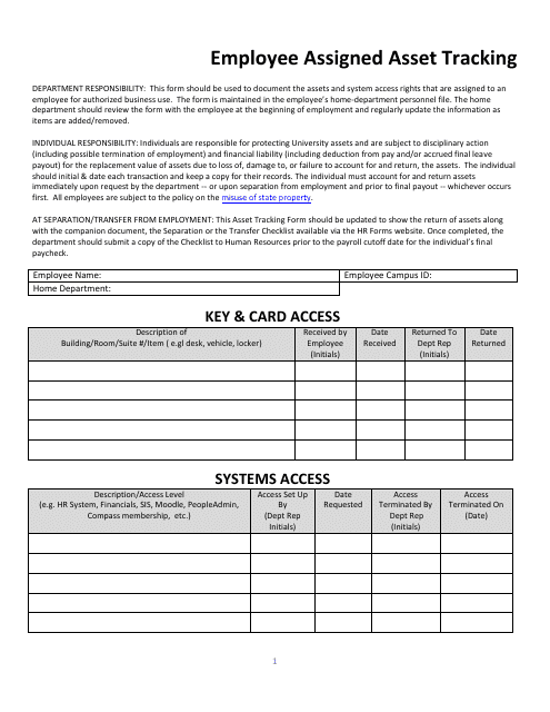 Employee Assigned Asset Tracking Template Download Pdf