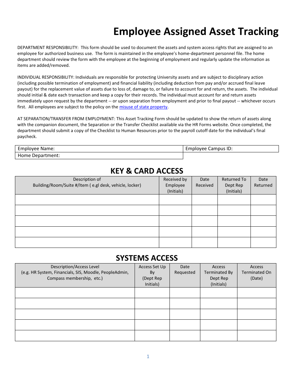 company asset assignment form