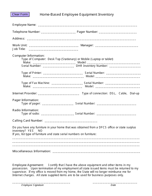 Home-Based Employee Equipment Inventory Template Download Fillable PDF ...