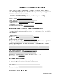 Document preview: Form NAD-0307 Security Incident Report Form
