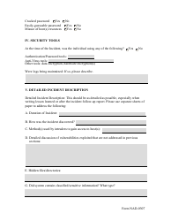 Form NAD-0307 Security Incident Report Form, Page 2