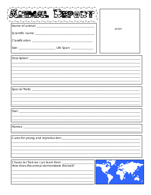 &quot;Animal Report Template&quot; Download Pdf