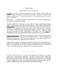 Vehicle Bill of Sale (Credit for Vehicle Sold) - Arkansas, Page 2