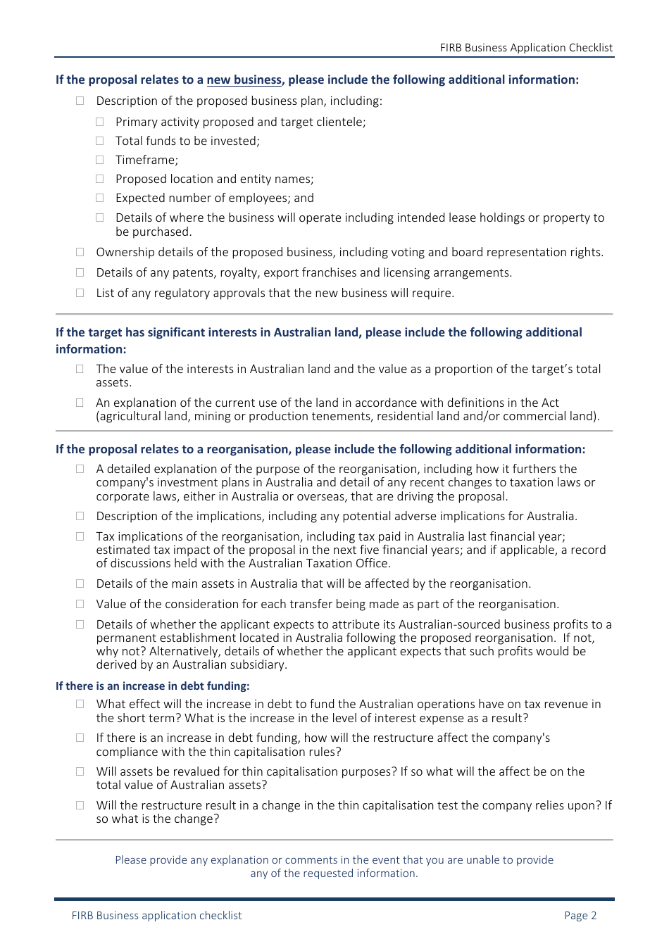 Business Application Checklist Form - Australia, Page 2