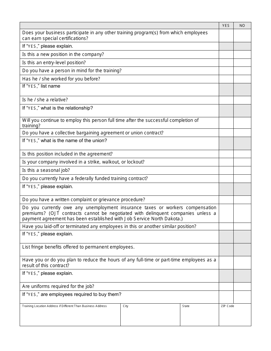 Form SFN14095 On-The-Job Training Proposal Form - North Dakota, Page 2