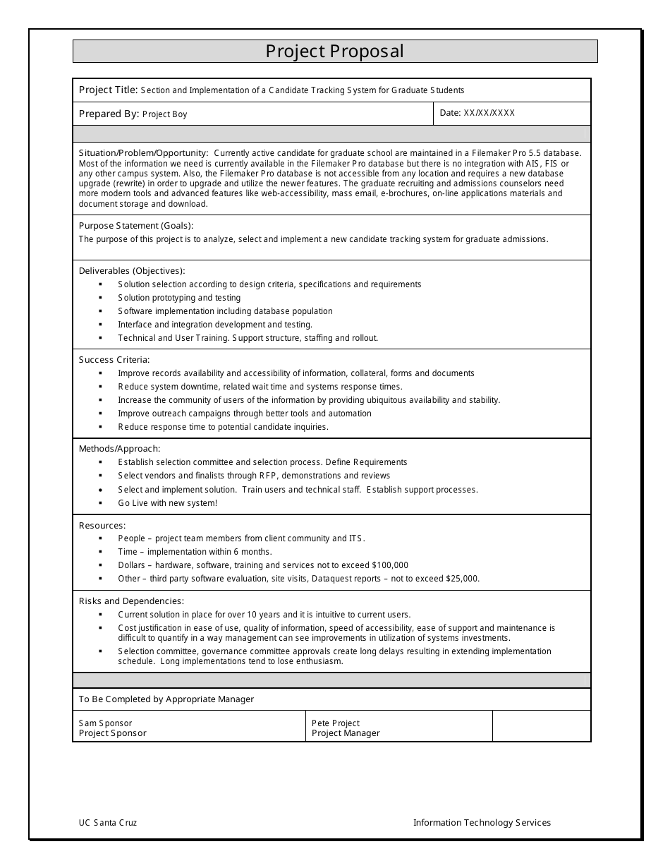 Sample It Project Proposal Download Printable PDF | Templateroller