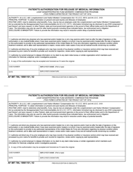 Document preview: AF IMT Form 786 Patient's Authorization for Release of Medical Information