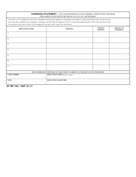 Document preview: AF IMT Form 785 Earnings Statement (USAF Non-appropriated Fund Workers Compensation Program)