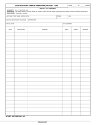 Document preview: AF IMT Form 808 Cash Account - Inmate's Personal Deposit Fund