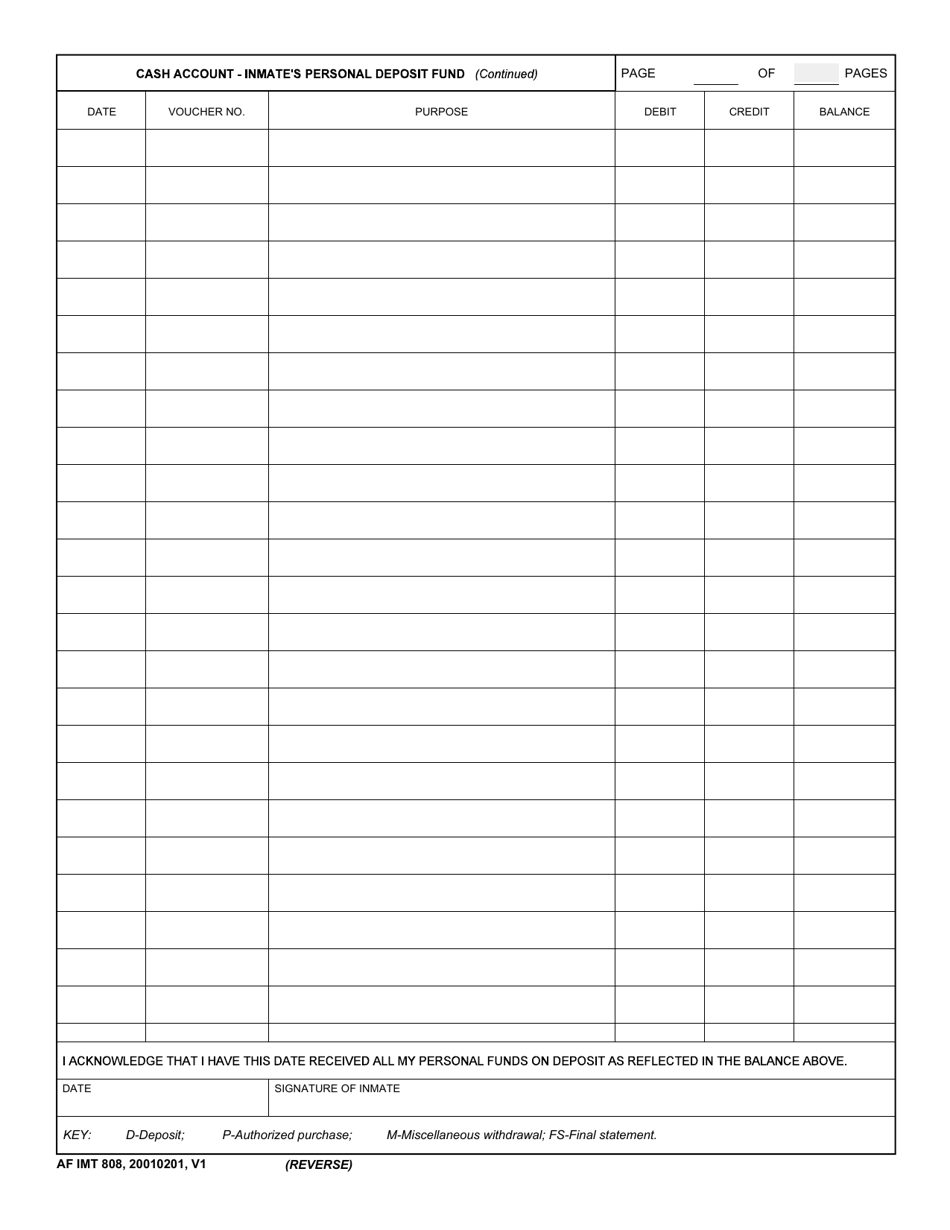 AF IMT Form 808 - Fill Out, Sign Online and Download Fillable PDF ...