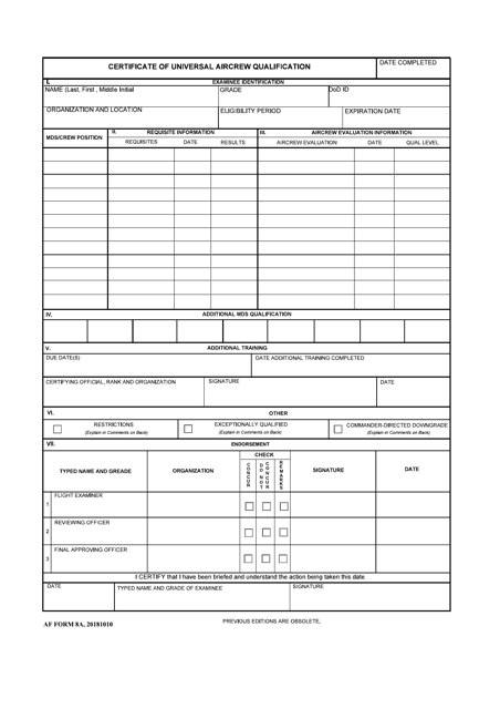 AF Form 8A  Printable Pdf