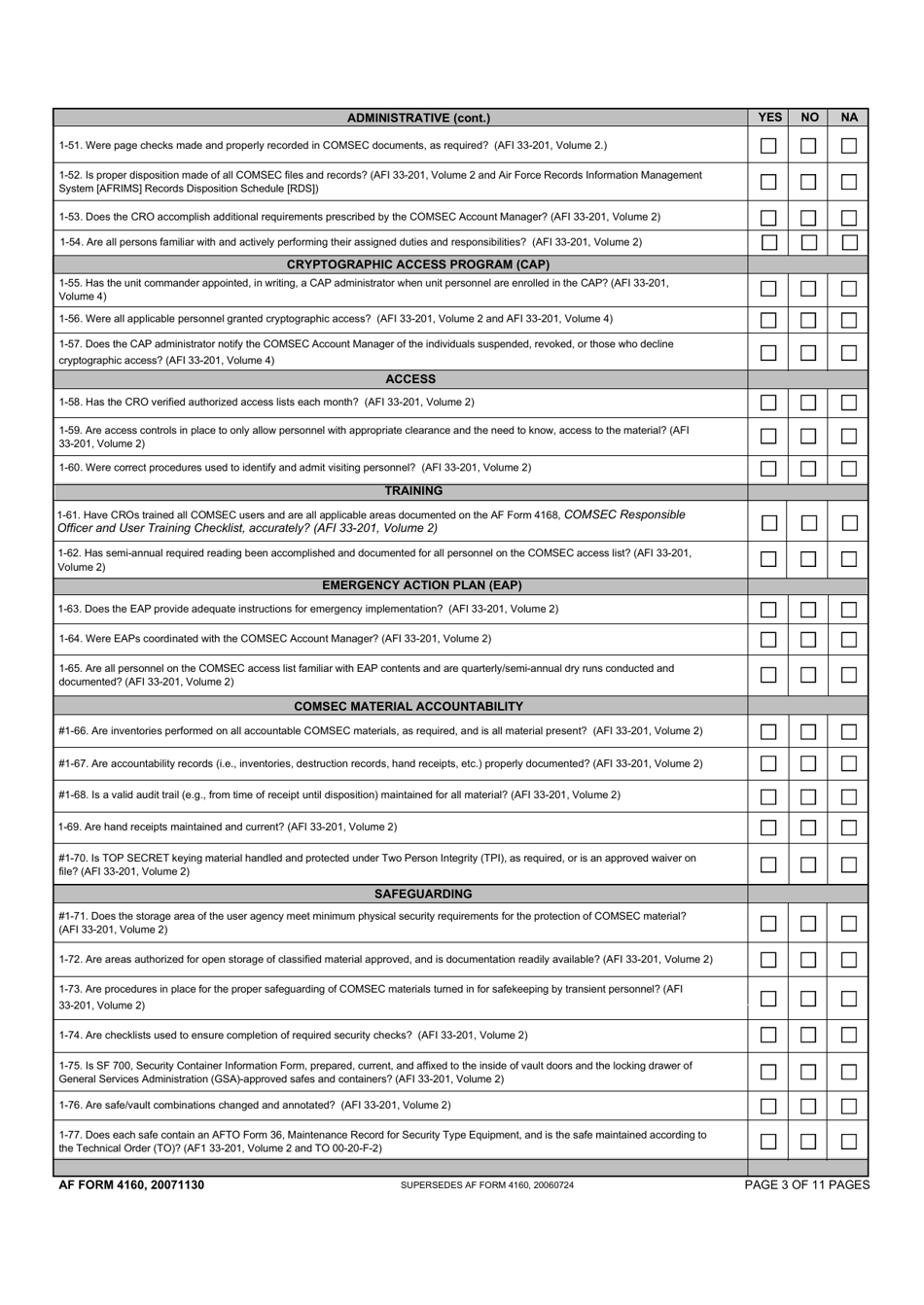 AF Form 4160 Information Assurance Assessment and Assistance Program (Iaap) Criteria, Page 3