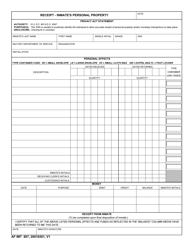 Document preview: AF IMT Form 807 Receipt - Inmate's Personal Property