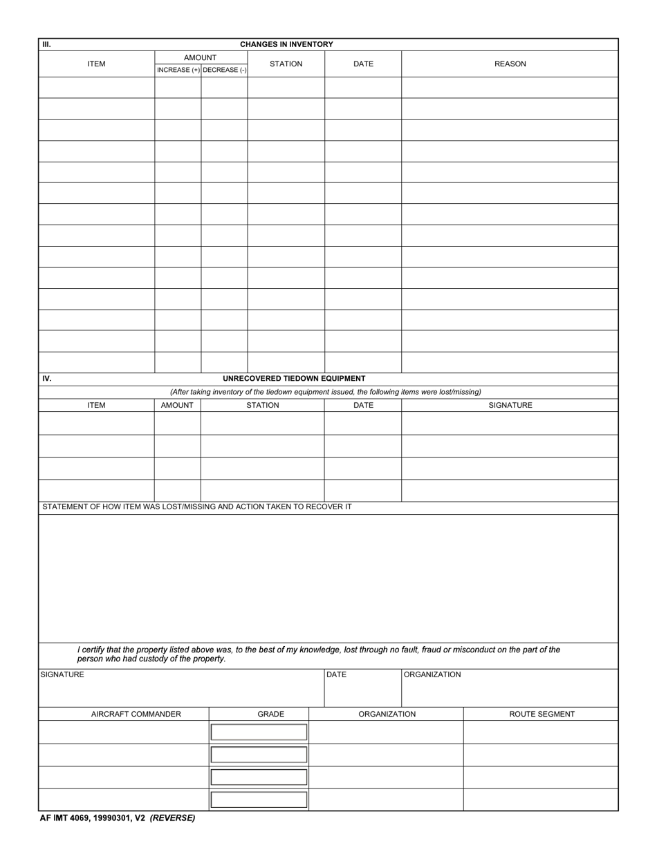 AF IMT Form 4069 - Fill Out, Sign Online and Download Fillable PDF ...