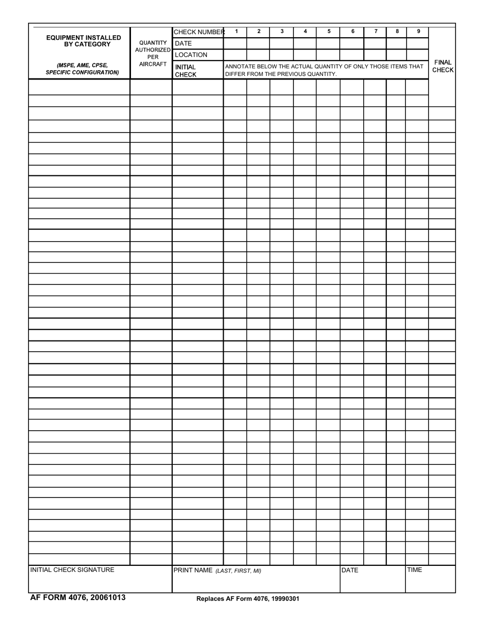 AF Form 4076 - Fill Out, Sign Online and Download Fillable PDF ...