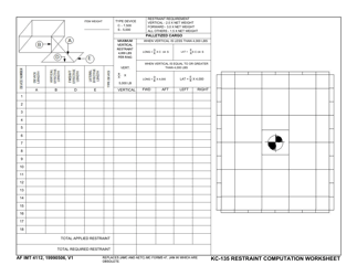 AF IMT Form 4112 Kc-135 Retraint Computation Worksheet