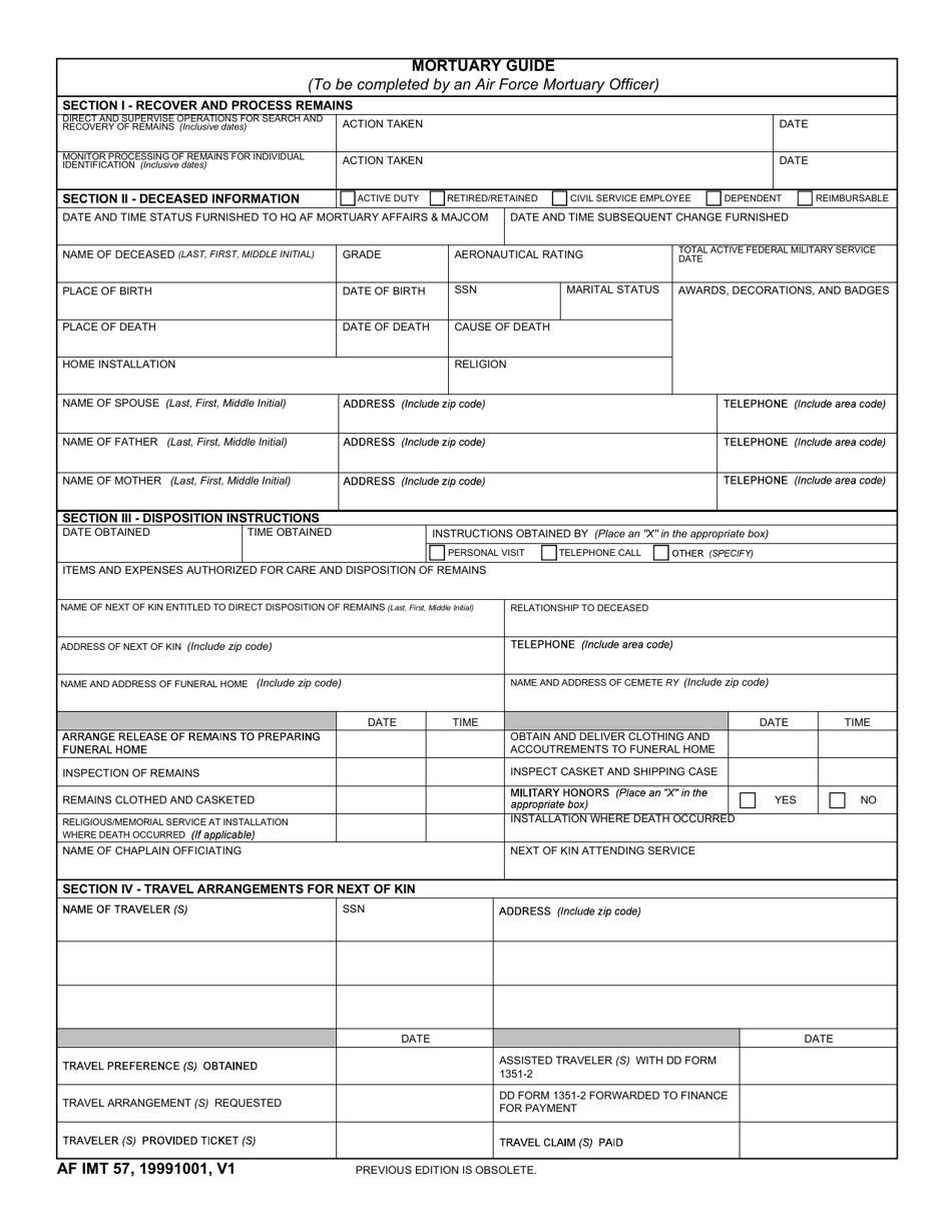 AF IMT Form 57 Mortuary Guide, Page 1