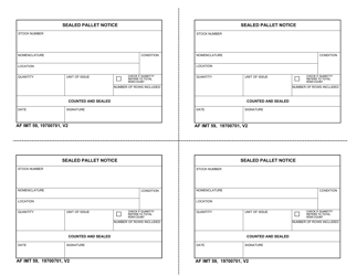 Document preview: AF IMT Form 59 Sealed Pallet Notice
