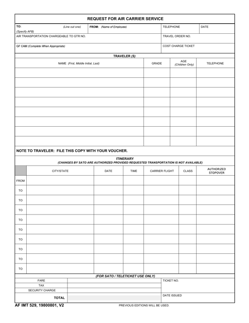 AF IMT Form 529 Monthly Confinement Report and Victim/Witness Activity Concerning Inmate Status