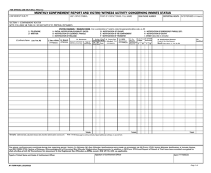 Document preview: AF Form 4289 Monthly Confinement Report and Victim/Witness Activity Concerning Inmate Status