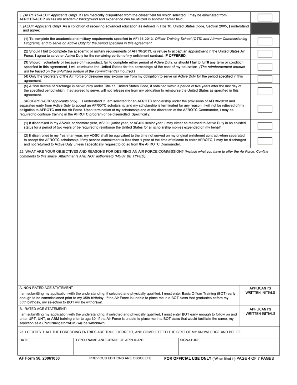 Af Form 56 Fill Out Sign Online And Download Fillable Pdf