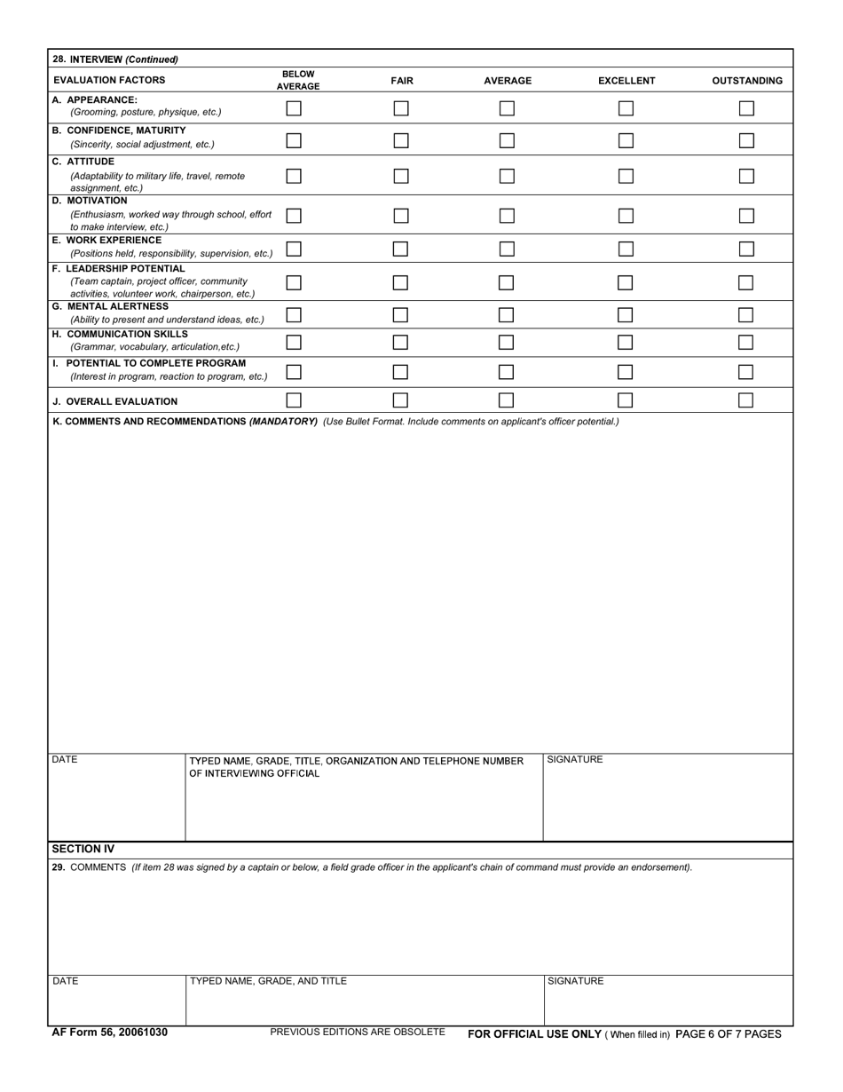 Af Form 56 Fill Out Sign Online And Download Fillable Pdf