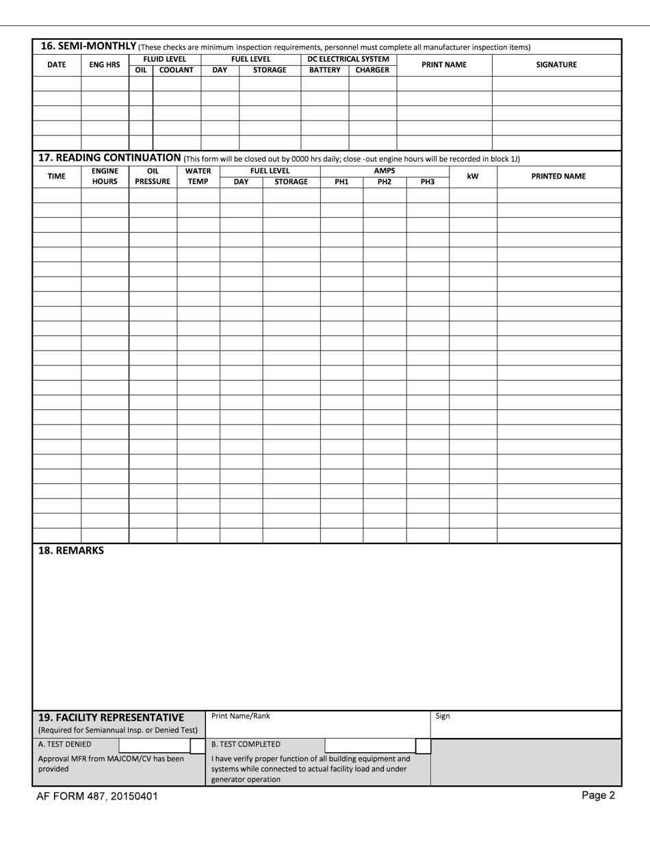 AF Form 487 - Fill Out, Sign Online and Download Fillable PDF ...