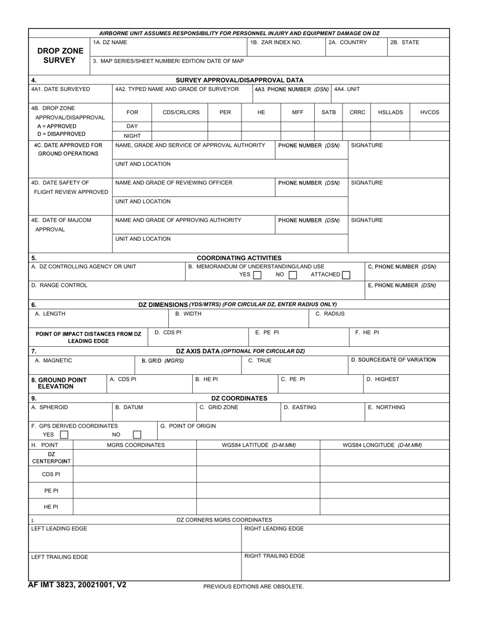 AF IMT Form 3823 Drop Zone Survey, Page 1