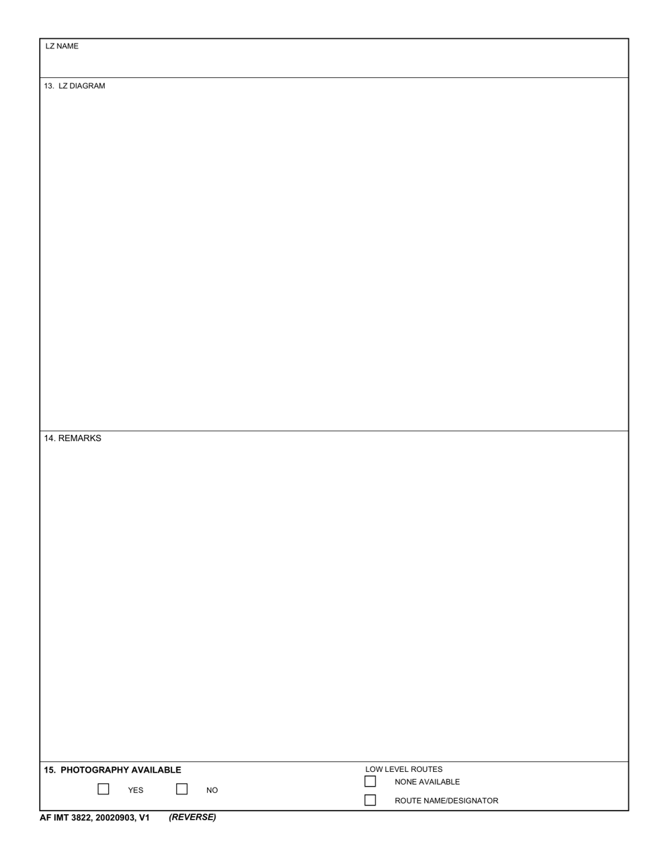 AF IMT Form 3822 Landing Zone Survey, Page 2