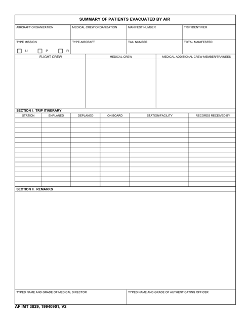 AF IMT Form 3829  Printable Pdf