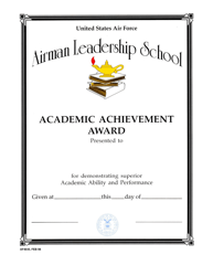 Document preview: AF Form 4035 Airman Leadership School Academic Achievement Award
