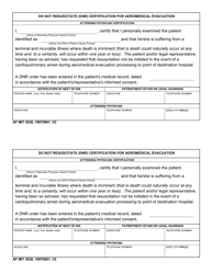 Document preview: AF IMT Form 3838 Do Not Resuscitate (DNR) Certification for Aeromedical Evacuation