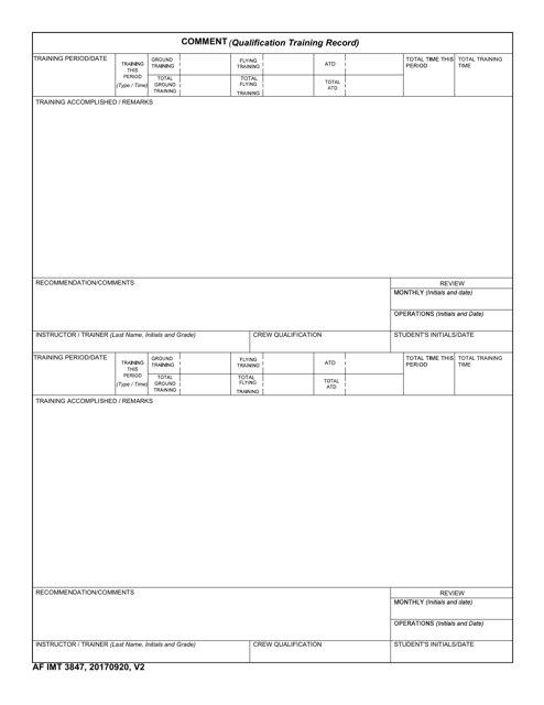 AF IMT Form 3847  Printable Pdf