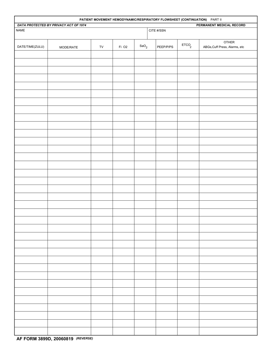 AF Form 3899D Download Fillable PDF or Fill Online Patient Movement ...