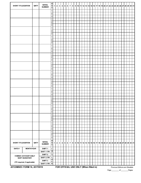 AFCOMSEC Form 16  Printable Pdf