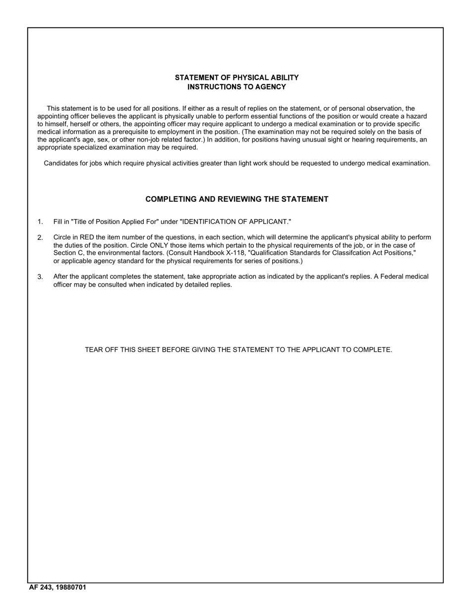 AF Form 243 Statement of Physical Ability - (NAF), Page 4