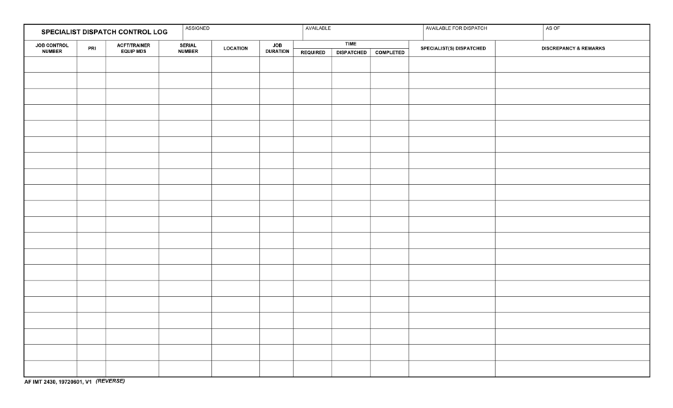 AF IMT Form 2430 - Fill Out, Sign Online and Download Fillable PDF ...