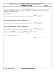 AF Form 2523 Exceptional Family Member Program-Medical (EFMP-M) Information Form, Page 2