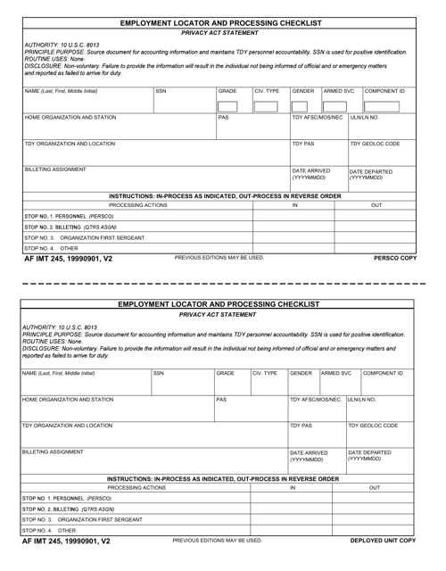 AF IMT Form 245  Printable Pdf