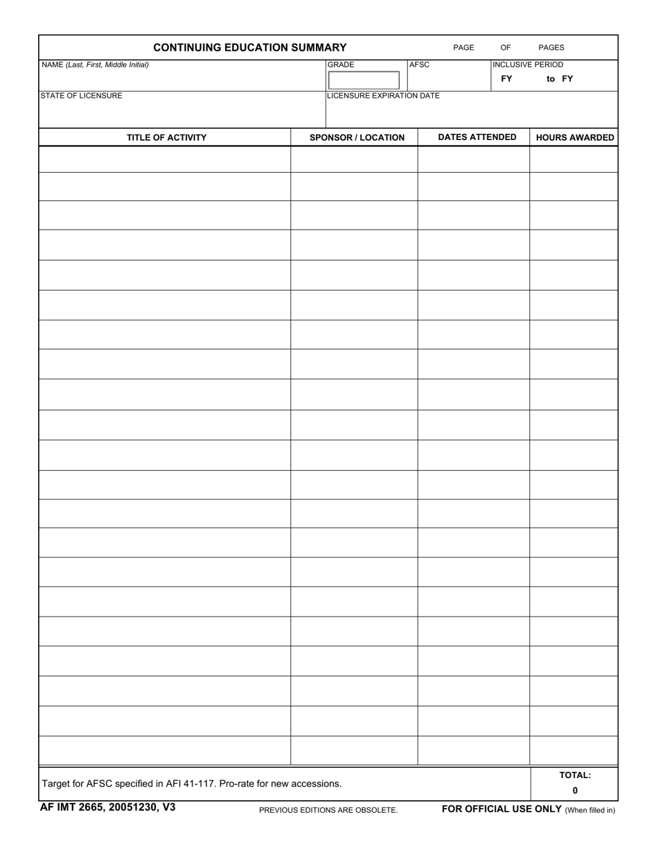 AF IMT Form 2665 - Fill Out, Sign Online and Download Fillable PDF ...