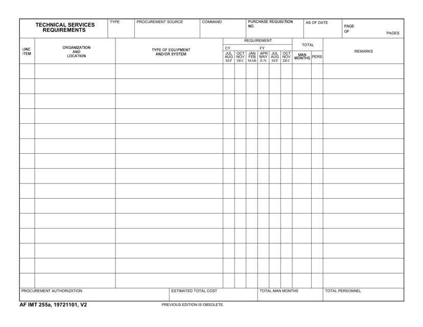 AF IMT Form 255A  Printable Pdf