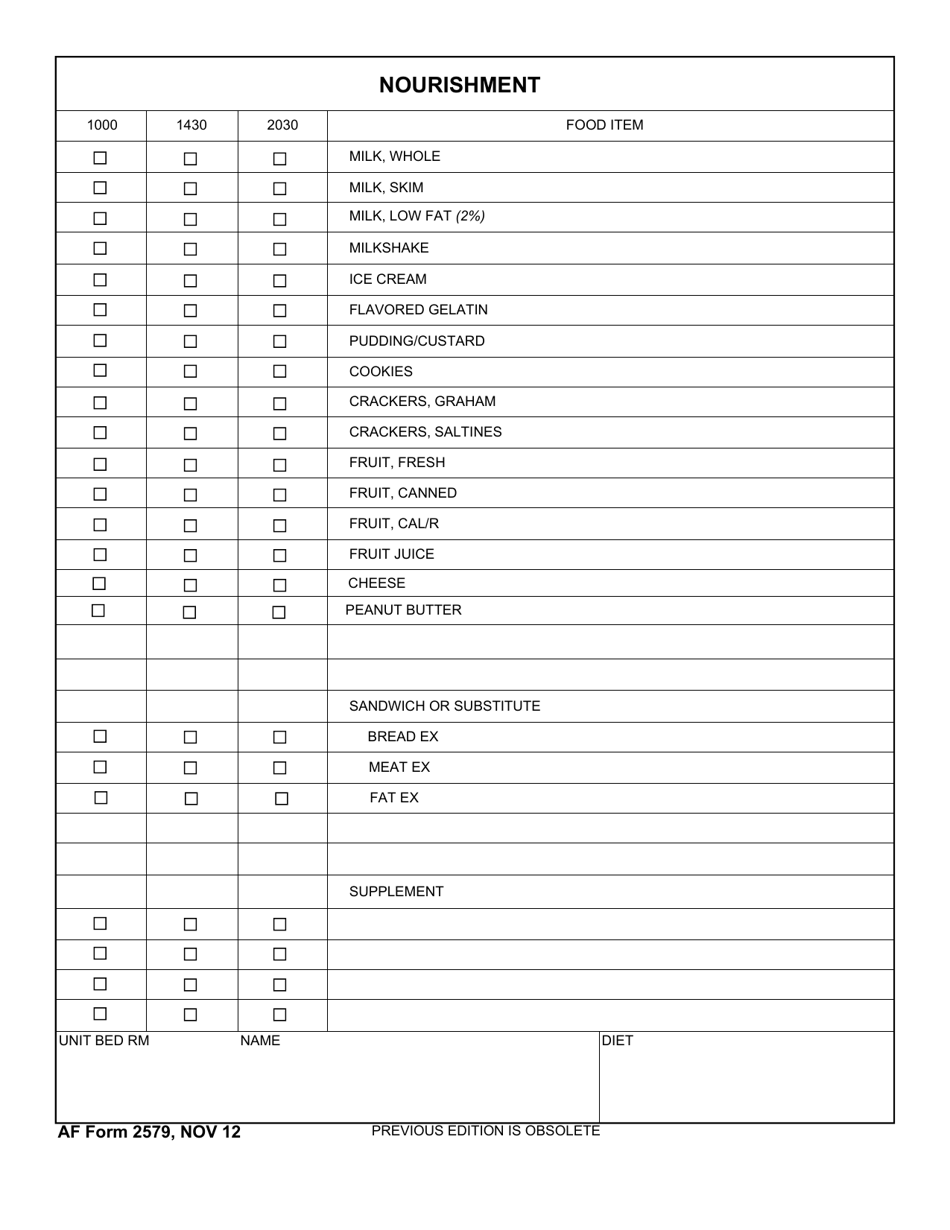 AF Form 2579 - Fill Out, Sign Online and Download Fillable PDF ...