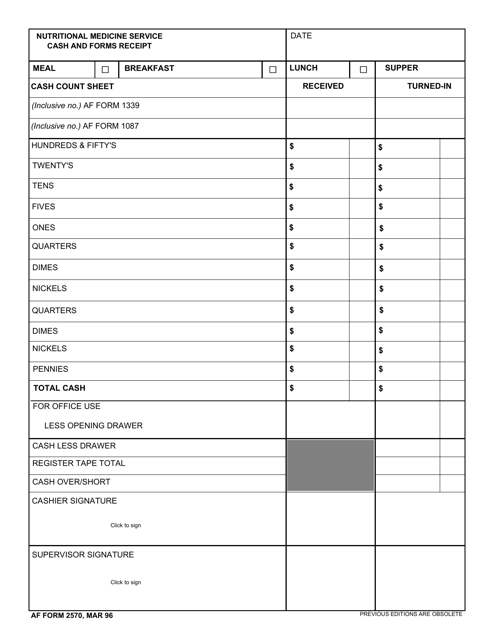 AF Form 2570  Printable Pdf