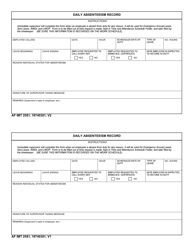 Document preview: AF IMT Form 2581 Daily Absenteeism Record