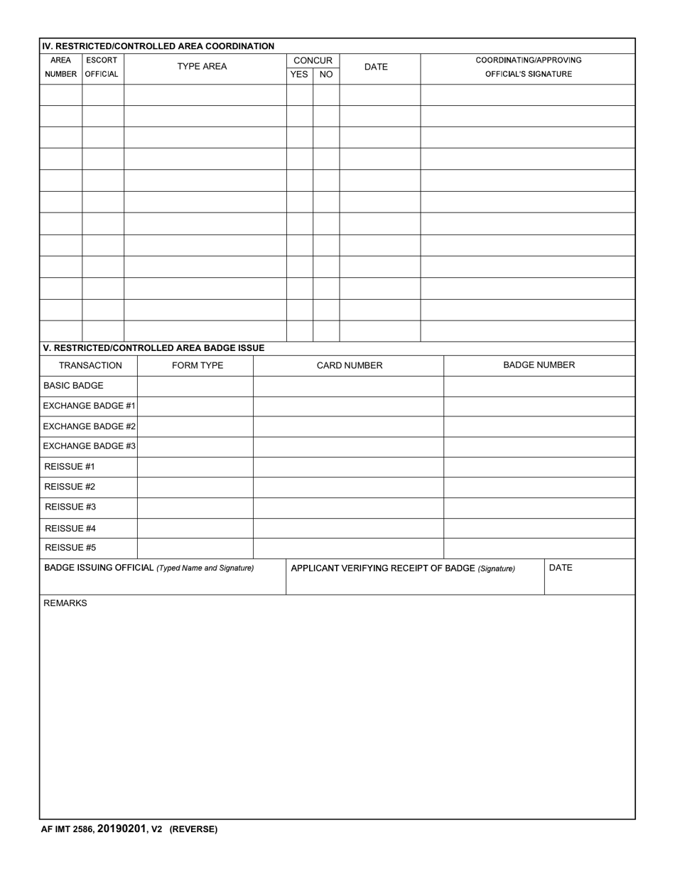 AF IMT Form 2586 - Fill Out, Sign Online and Download Fillable PDF ...