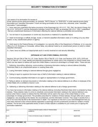 Document preview: AF IMT Form 2587 Security Termination Statement