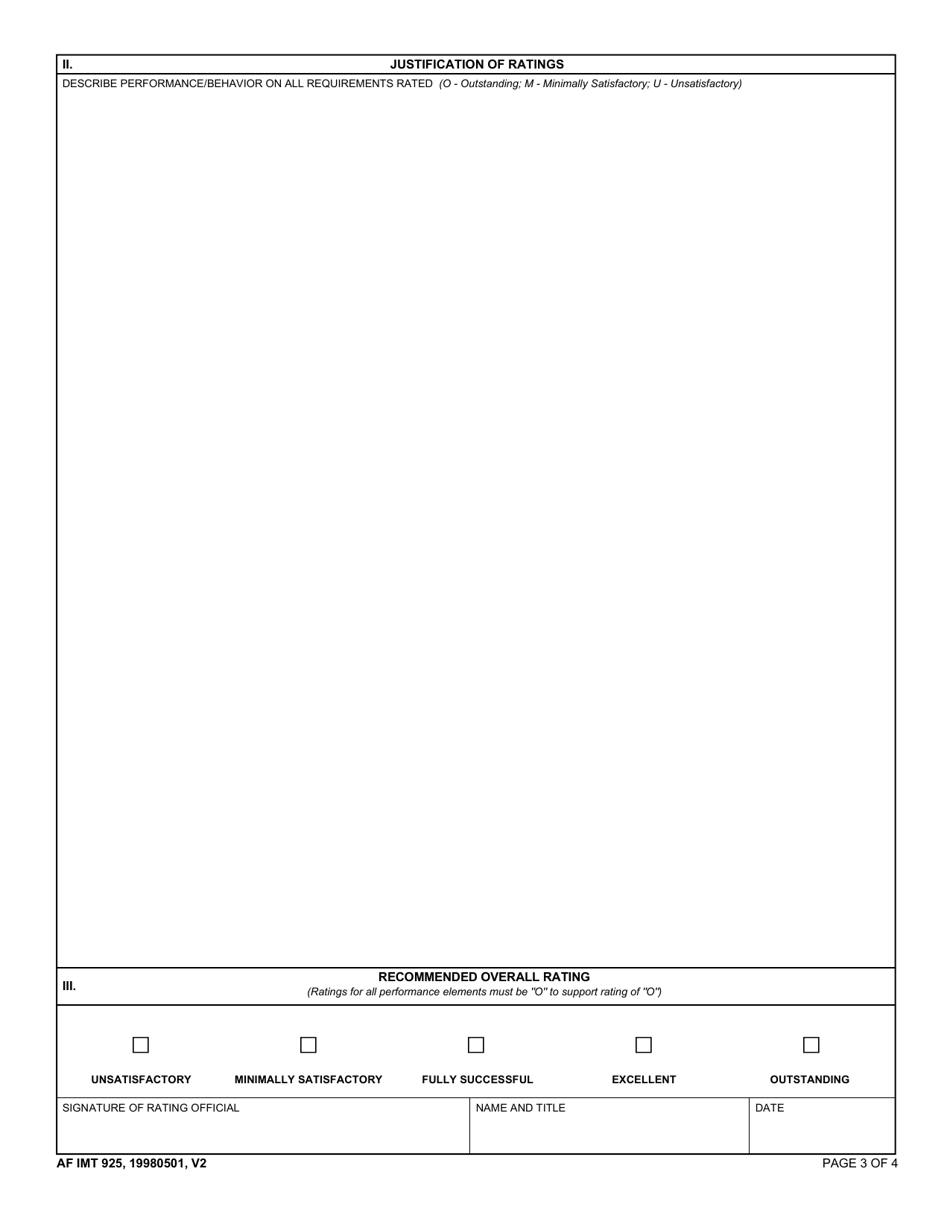 AF IMT Form 925 Senior Executive Appraisal, Page 3